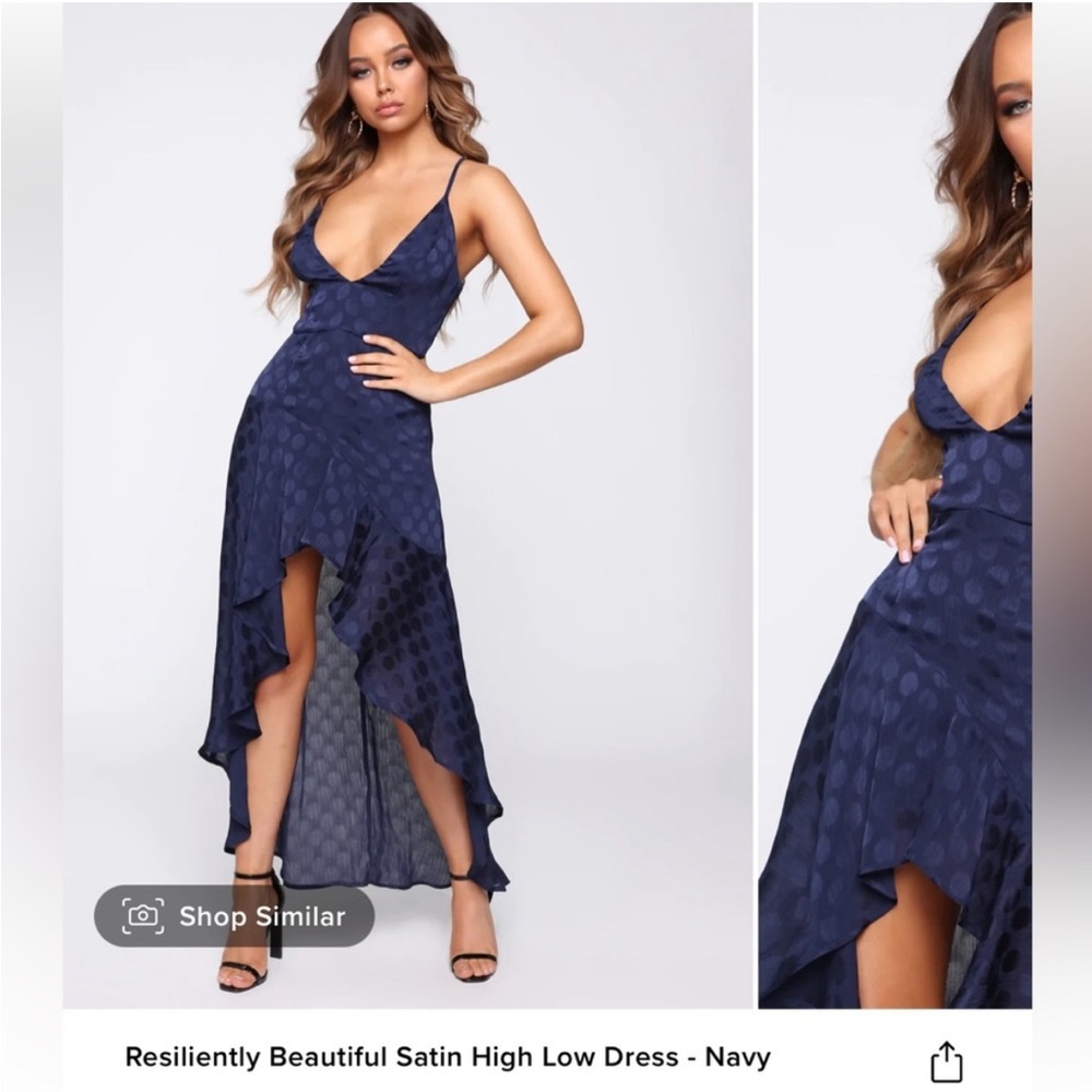 COPY - NWT Fashion Nova Navy Blue High Low Dress